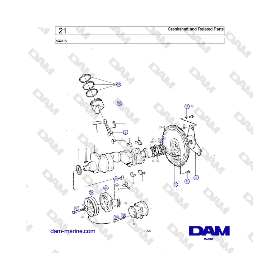 Volvo Penta AQ211 - Crankshaft and Related Parts