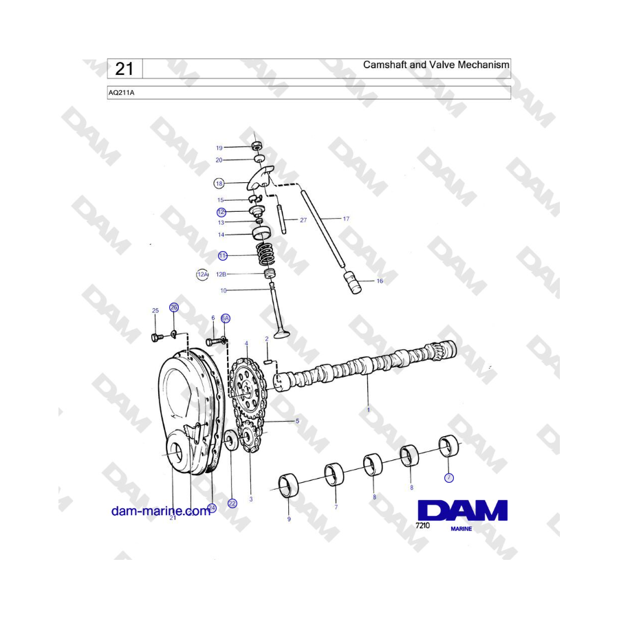 Volvo Penta AQ211 - Camshaft and Valve Mechanism