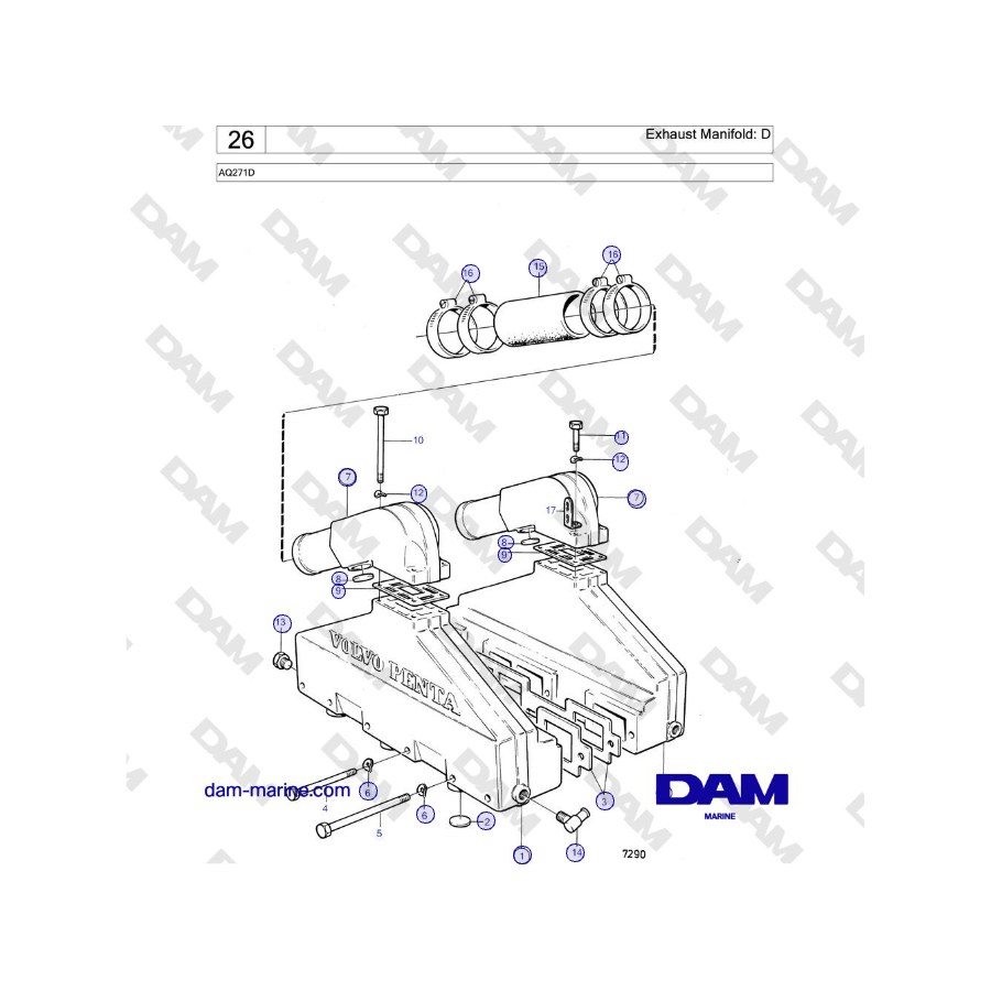 Volvo Penta AQ271D - Exhaust Manifold: D