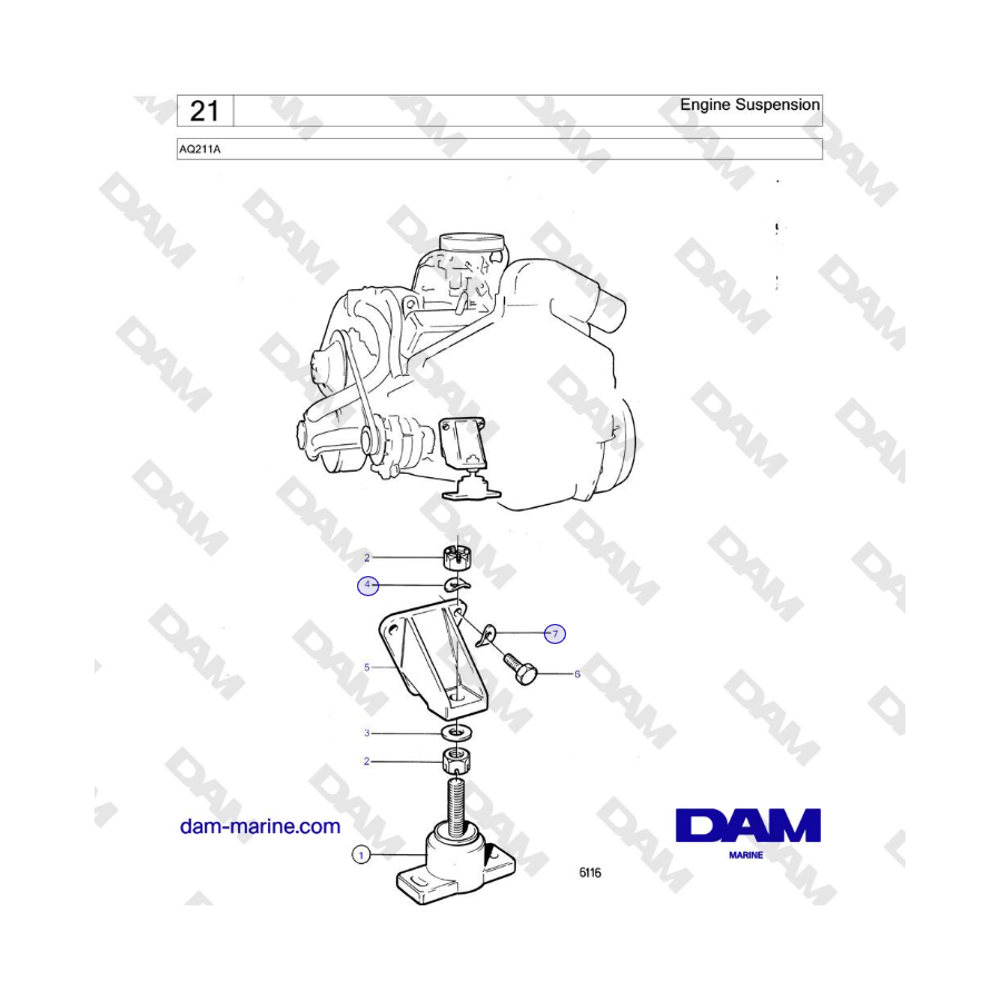 Volvo Penta AQ211 - Engine Suspension