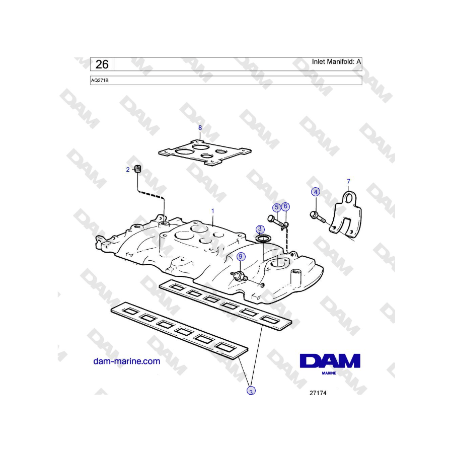 Volvo Penta AQ271B - Inlet Manifold: A