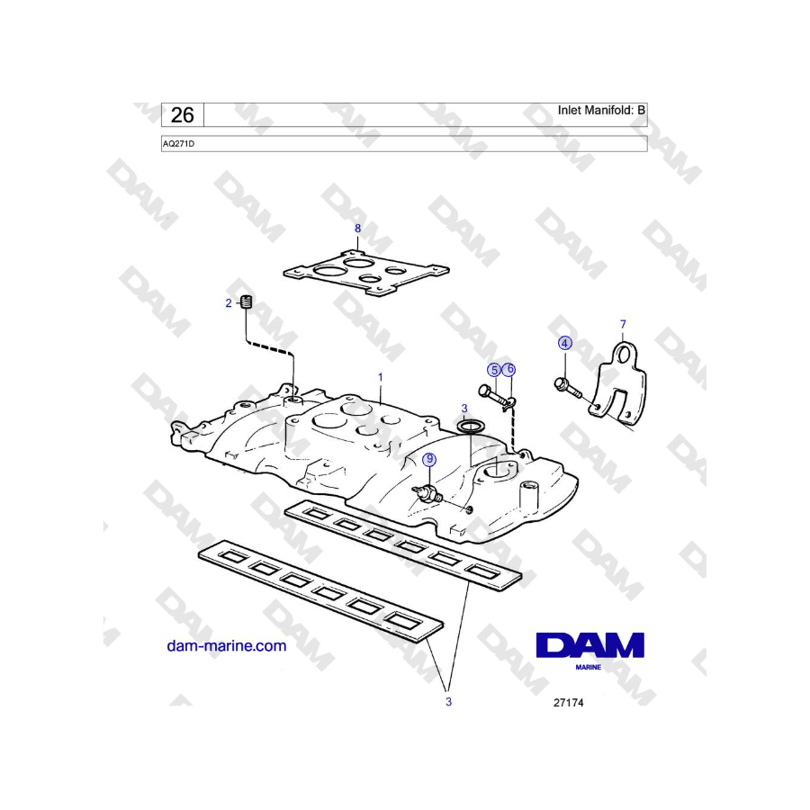 Volvo Penta AQ271D - Inlet Manifold: B