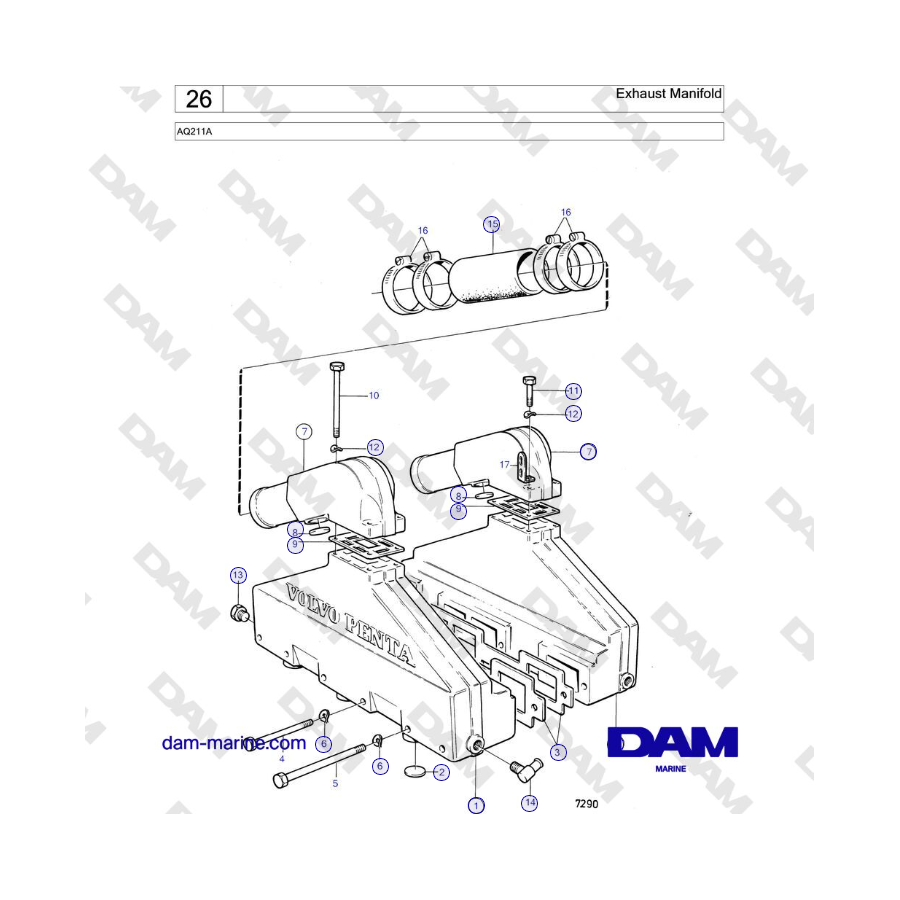 Volvo Penta AQ211 - Exhaust Manifold
