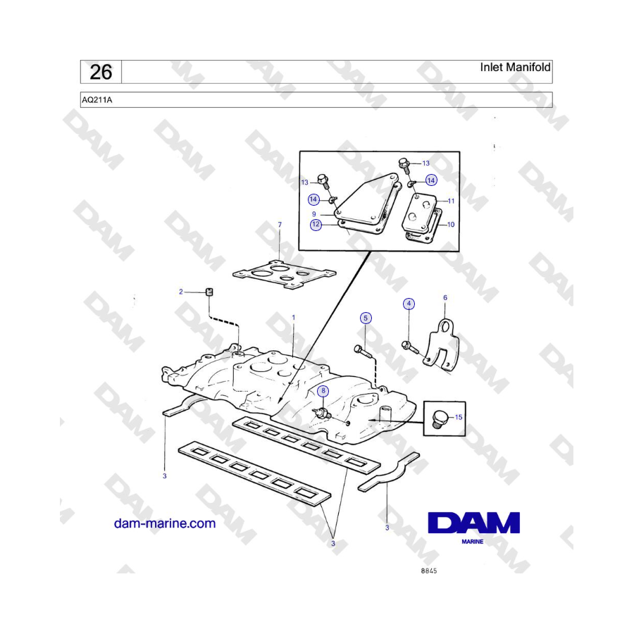 Volvo Penta AQ211 - Inlet Manifold