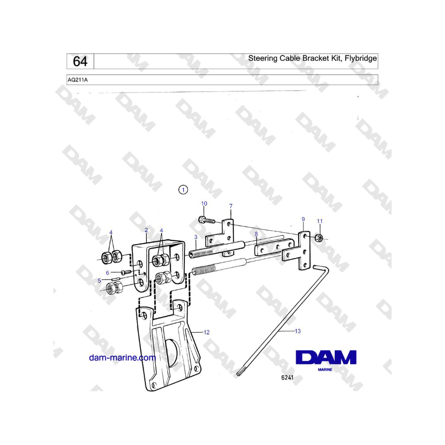 Volvo Penta AQ211 - Steering Cable Bracket Kit, Flybridge Volvo Penta AQ211 - Steering Cable Bracket Kit, Flybridge