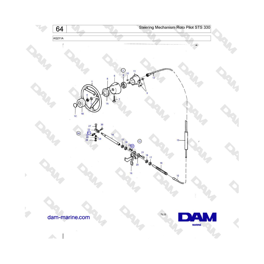 Volvo Penta AQ211A - Mecanismo de dirección Roto Pilot STS 330