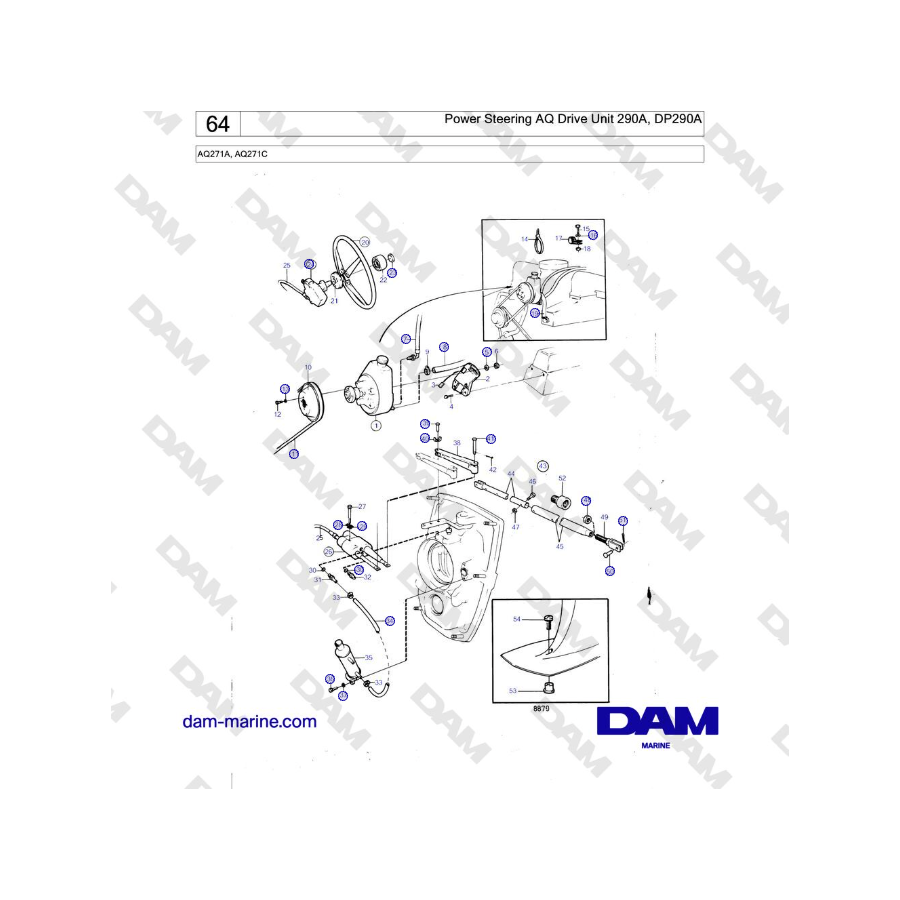 Volvo Penta AQ271A, AQ271C - Dirección asistida Unidad de accionamiento AQ 290A, DP290A