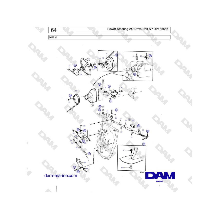 Volvo Penta AQ271C - Dirección asistida AQ Unidad de accionamiento SP DP: 855861