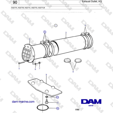 Volvo Penta AQ271 - Exhaust Outlet, AQ
