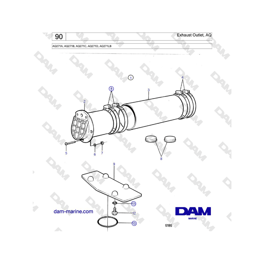 Volvo Penta AQ271 - Exhaust Outlet, AQ
