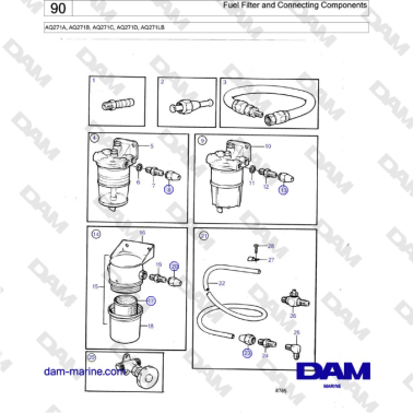 Volvo Penta AQ271 - Fuel Filter and Connecting Components