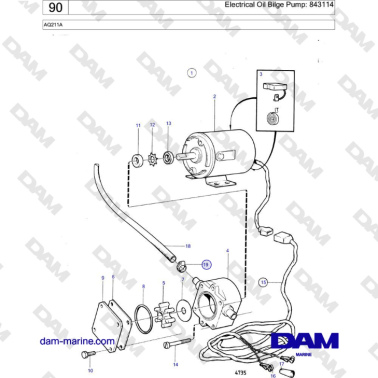 Volvo Penta AQ211A - Electrical Oil Bilge Pump: 843114