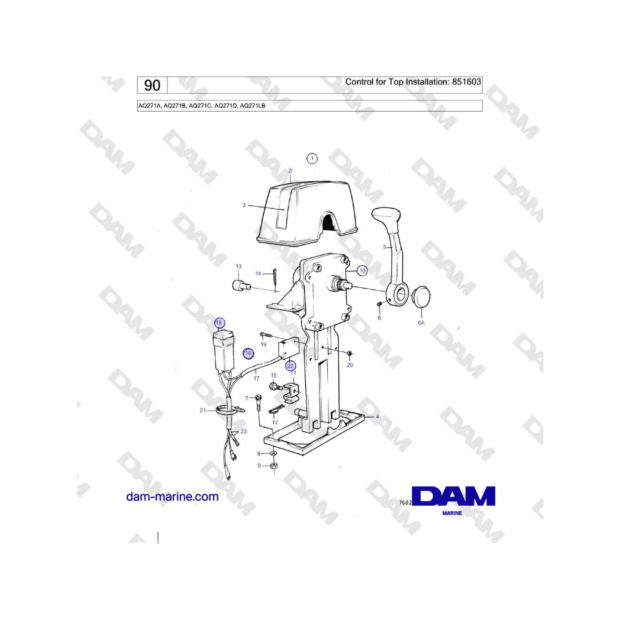Volvo Penta AQ271 - Control for Top Installation: 851603