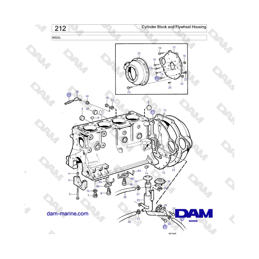 Volvo Penta MD22L - Cylinder Block and Flywheel Housing