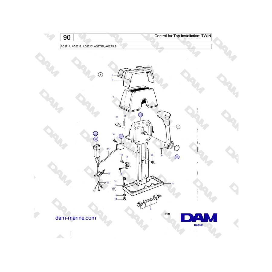 Volvo Penta AQ271 - Control para instalación superior: TWIN