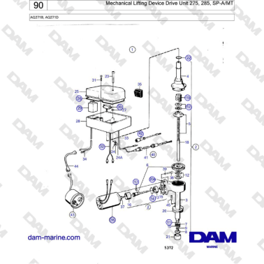 Volvo Penta AQ271B, AQ271D - Mechanical Lifting Device Drive Unit 275, 285, SP-A/MT