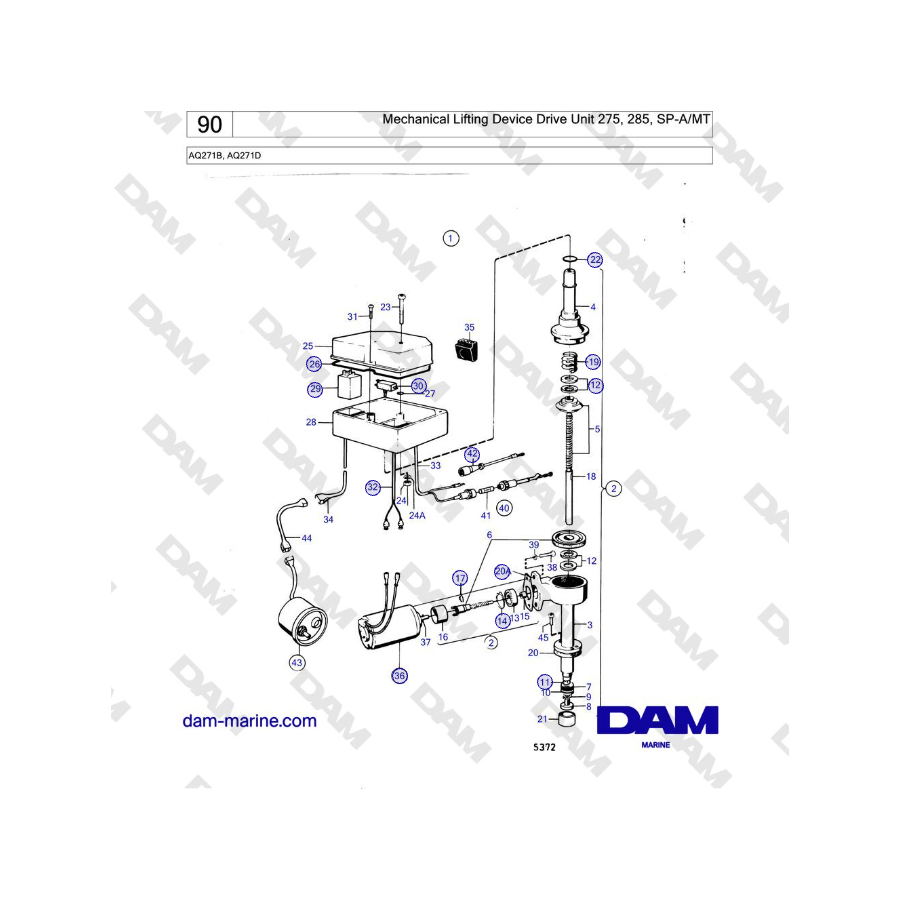 Volvo Penta AQ271B, AQ271D - Mechanical Lifting Device Drive Unit 275, 285, SP-A/MT