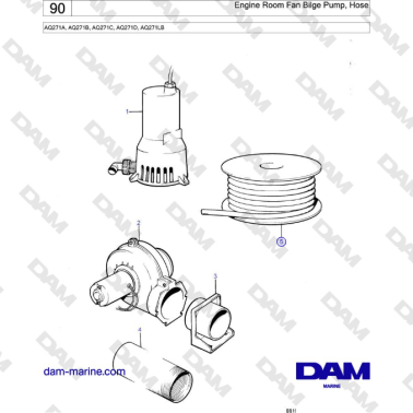Volvo Penta AQ271 - Engine Room Fan Bilge Pump, Hose