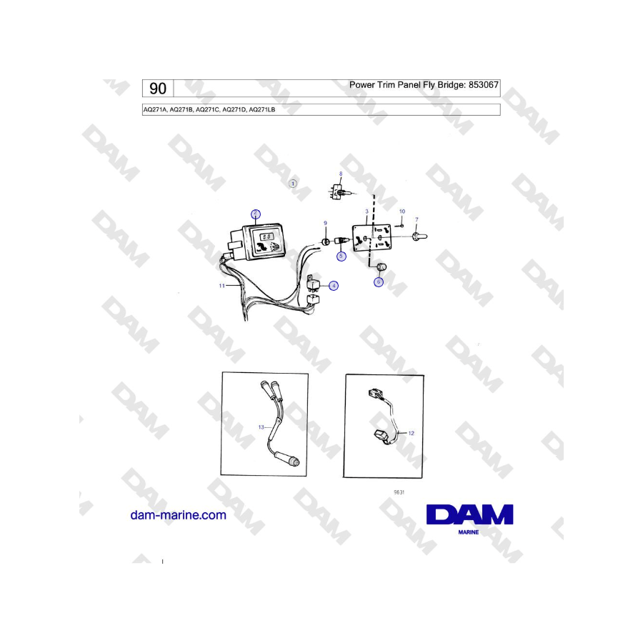 Volvo Penta AQ271 - Power Trim Panel Fly Bridge: 853067