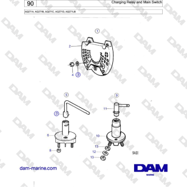 Volvo Penta AQ271 - Charging Relay and Main Switch