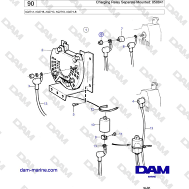 Volvo Penta AQ271 - Charging Relay Separate Mounted: 858841