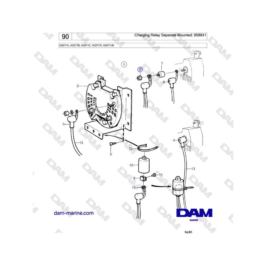 Volvo Penta AQ271 - Relé de carga (montaje independiente): 858841