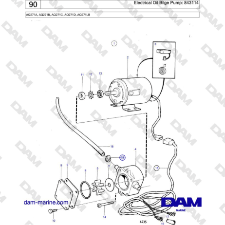 Volvo Penta AQ271 - Electrical Oil Bilge Pump: 843114