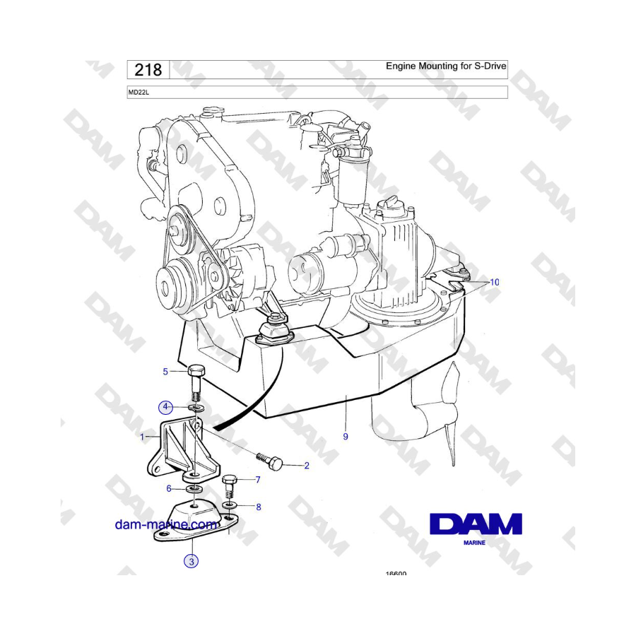 Volvo Penta MD22L - Soporte de motor para S-Drive