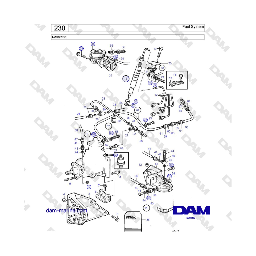 Volvo Penta TAMD22P-B - Sistema de combustible