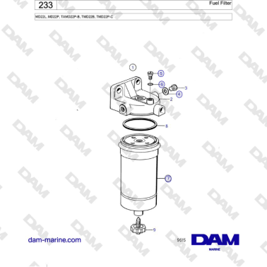 Volvo Penta MD22L, MD22P, TAMD22P-B, TMD22B, TMD22P-C - Fuel Filter
