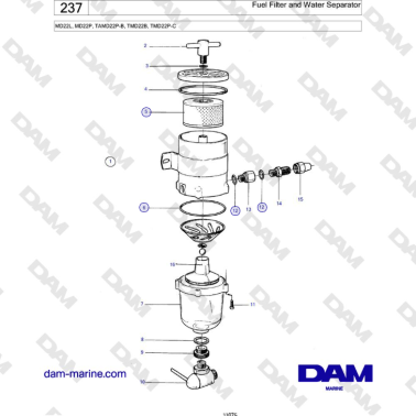 Volvo Penta MD22L, MD22P, TAMD22P-B, TMD22B, TMD22P-C - Fuel Filter and Water Separator