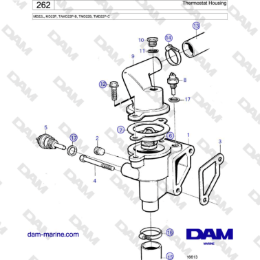 Volvo Penta MD22L, MD22P, TAMD22P-B, TMD22B, TMD22P-C - Thermostat Housing