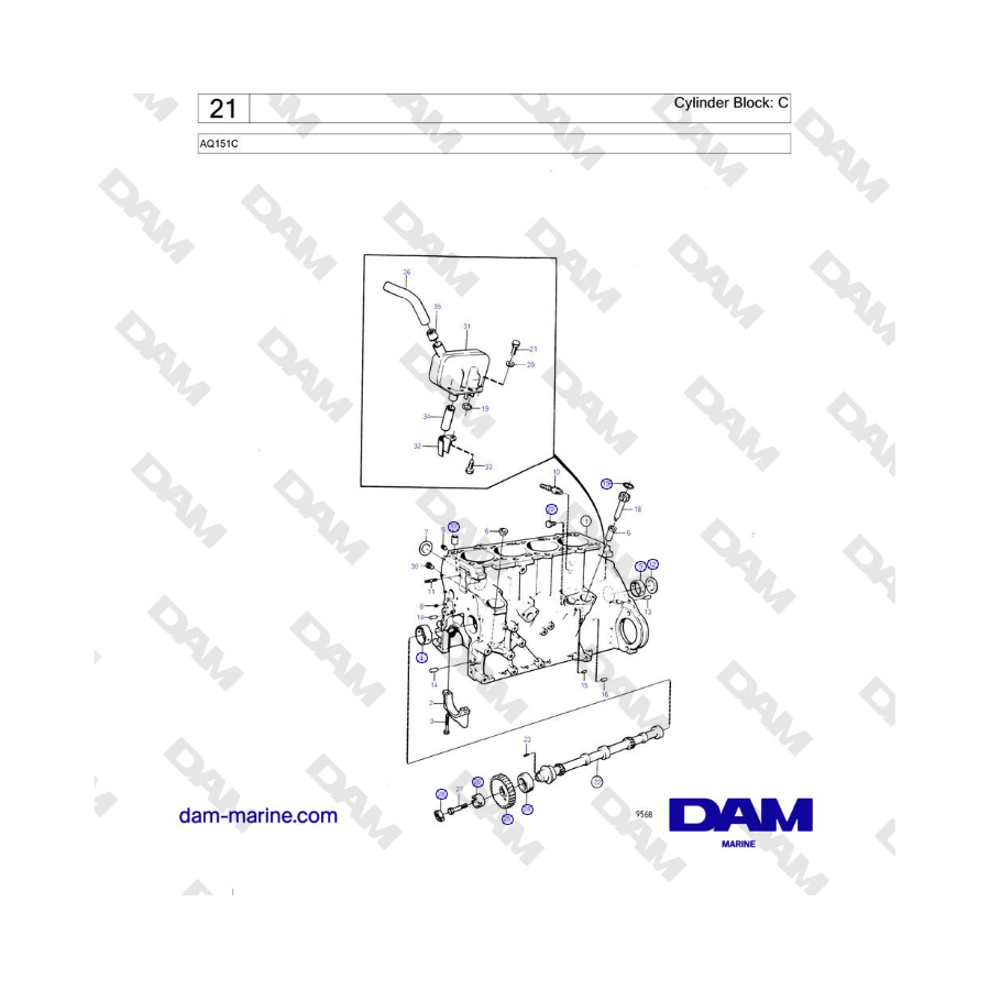 Volvo Penta AQ151C - Bloque de cilindros: C 