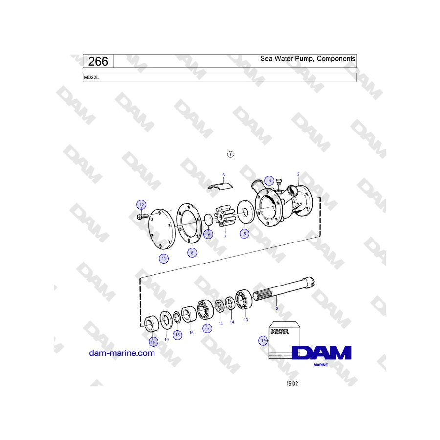 Volvo Penta MD22L - Sea Water Pump, Components