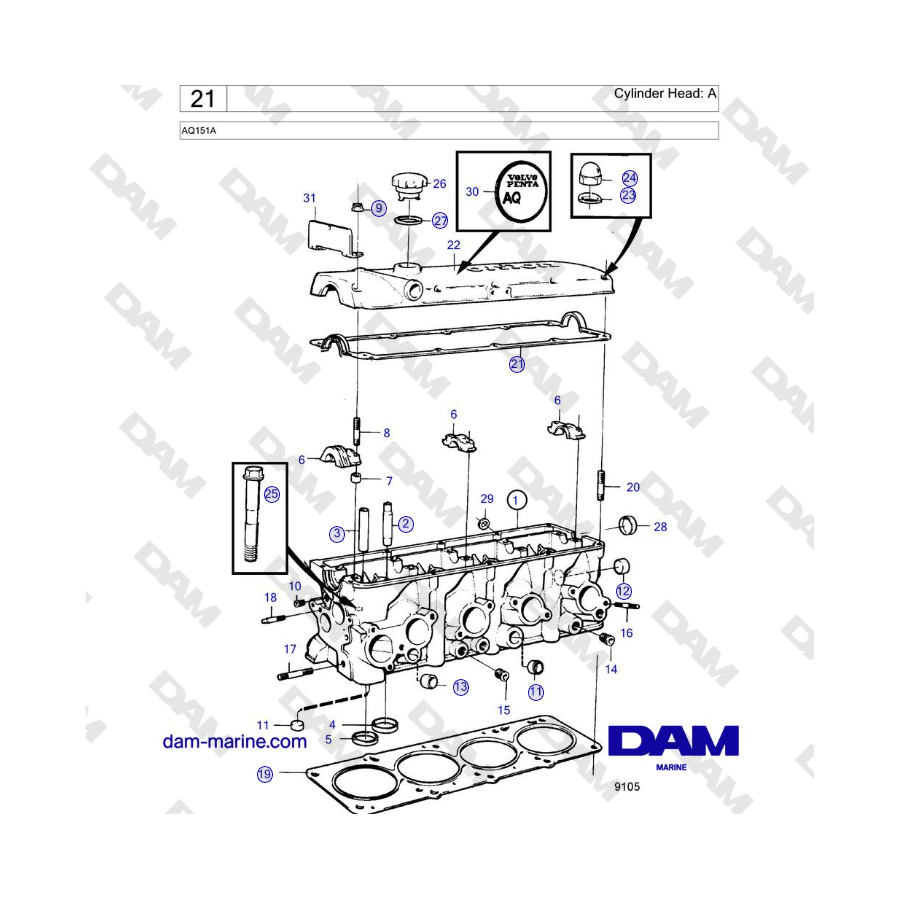 Volvo Penta AQ151A - Testata: A