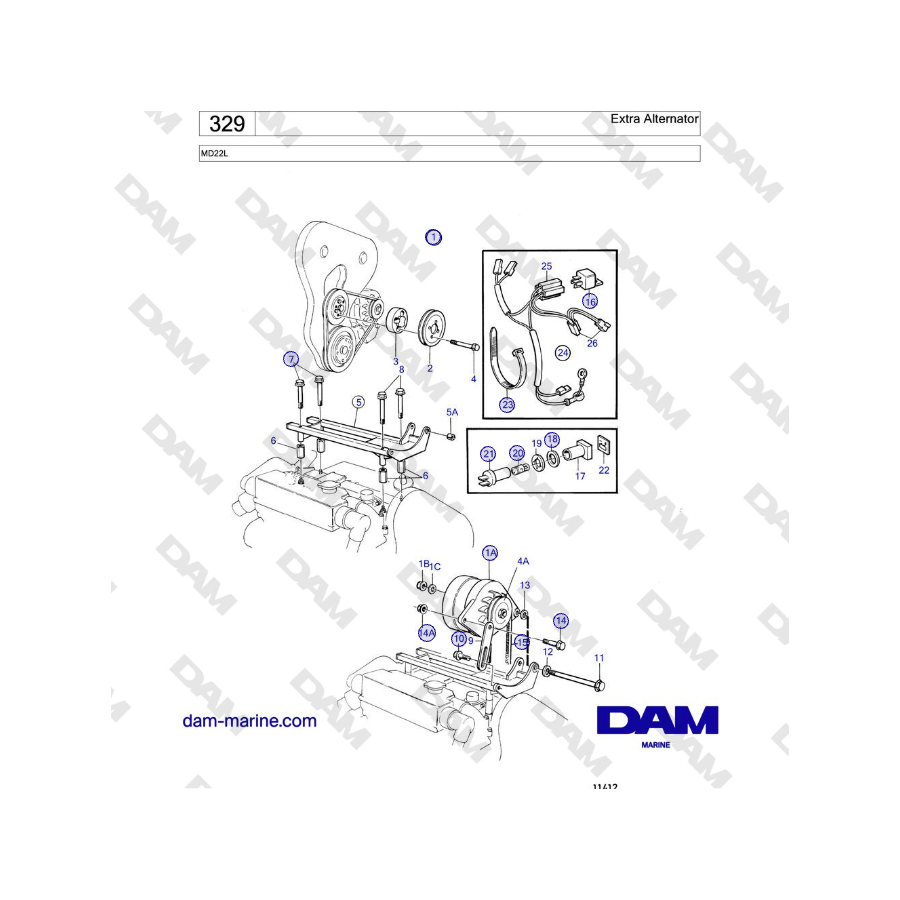 Volvo Penta MD22L - Extra Alternator
