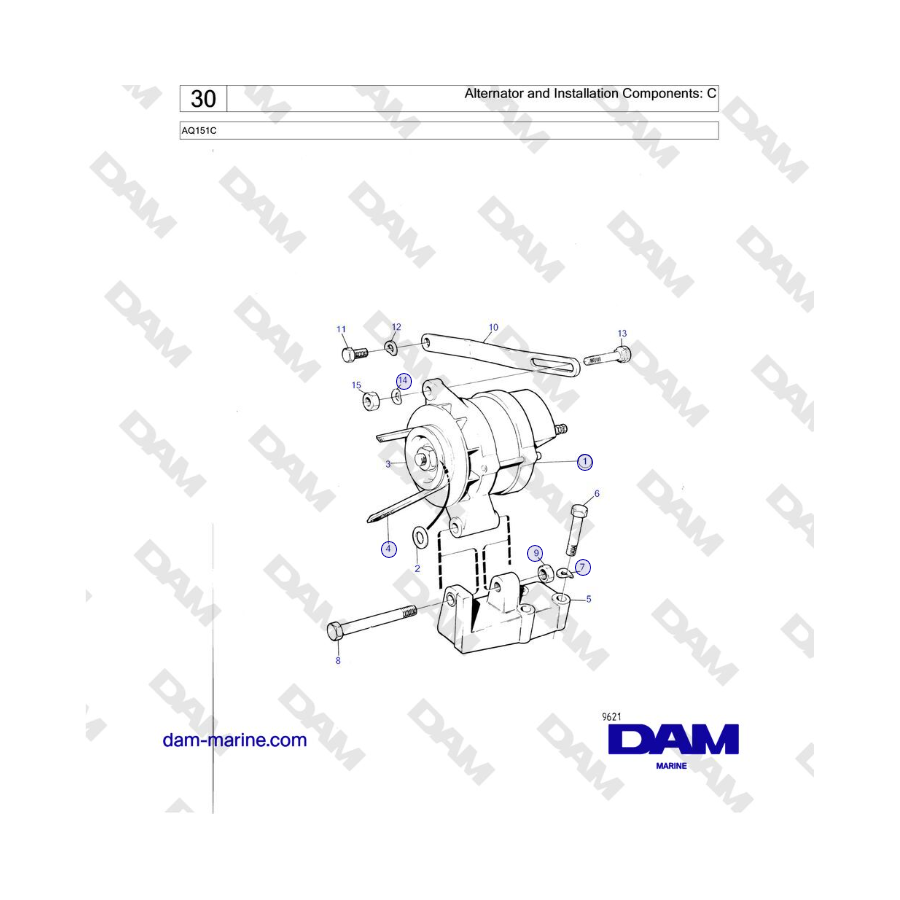 Volvo Penta AQ151C - Alternator and Installation Components: C 