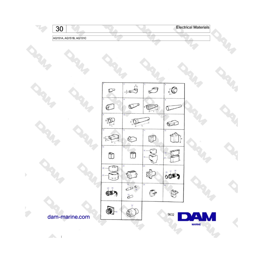 Volvo Penta AQ151A, AQ151B, AQ151C - Materiales eléctricos