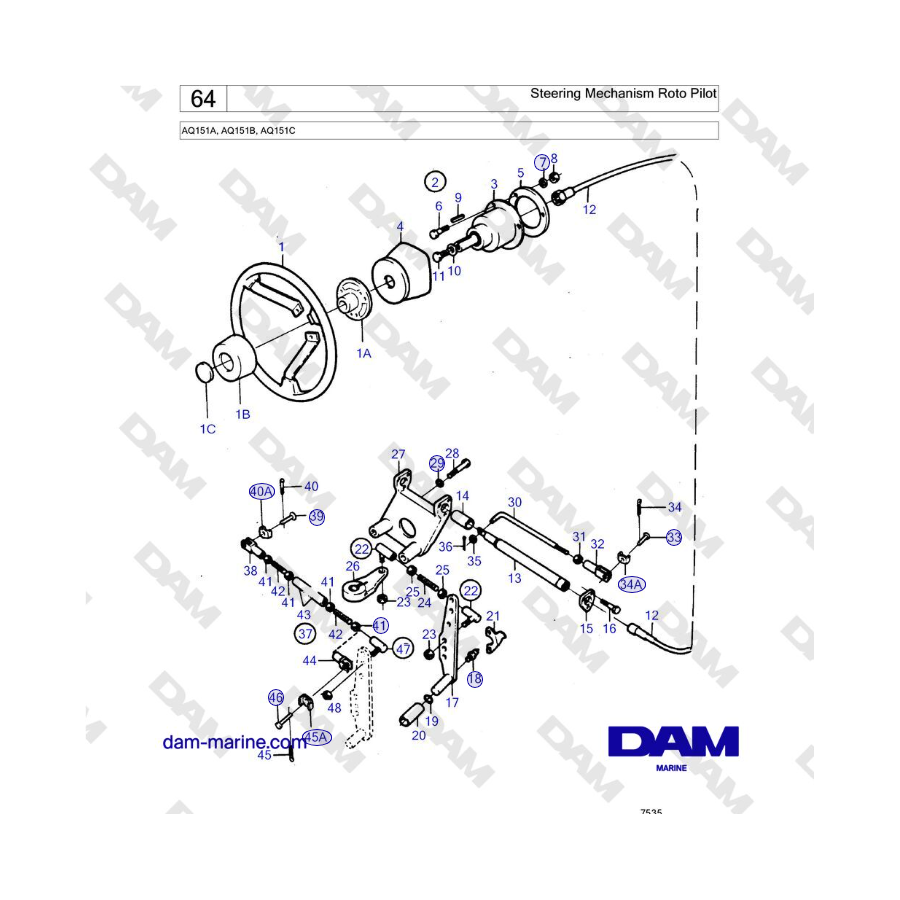 Volvo Penta AQ151A, AQ151B, AQ151C - Steering Mechanism Roto Pilot 