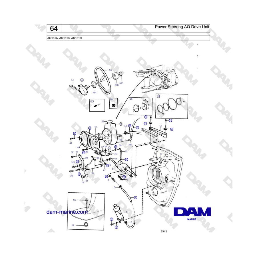 Volvo Penta AQ151A, AQ151B, AQ151C - Unidad de transmisión de dirección asistida AQ
