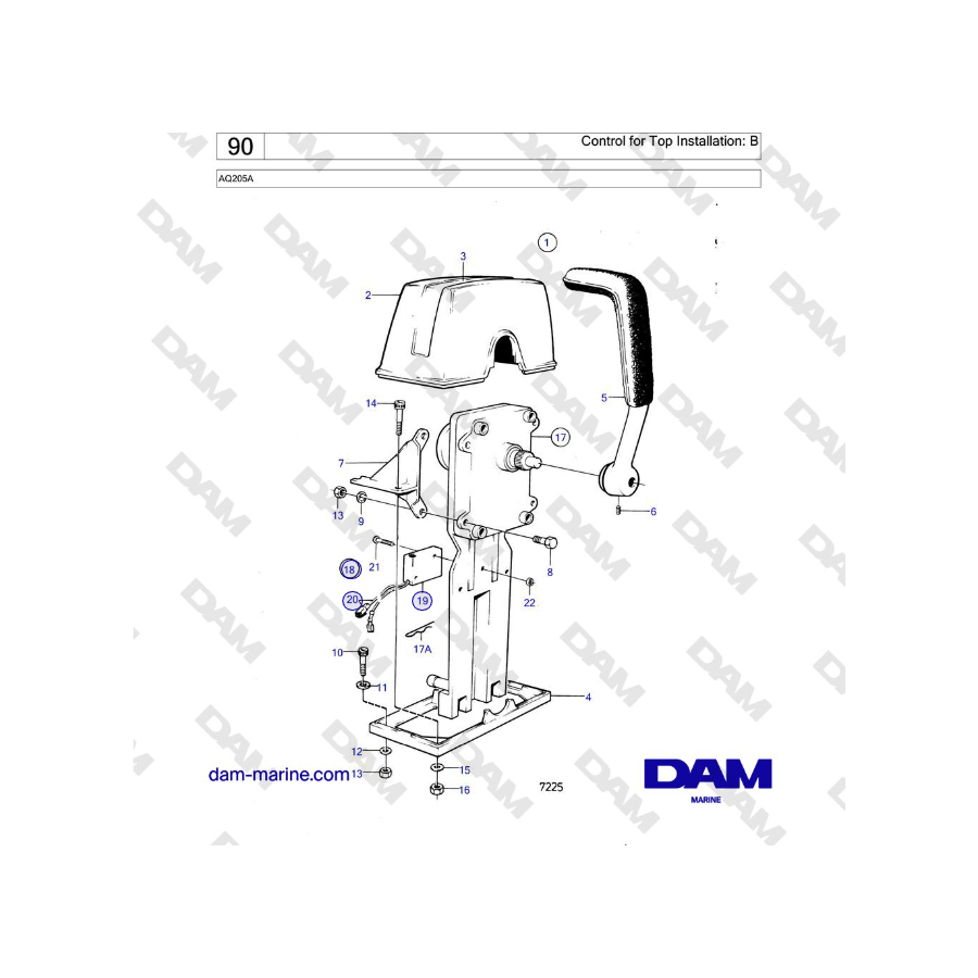 Volvo Penta AQ205A - Control for Top Installation: B