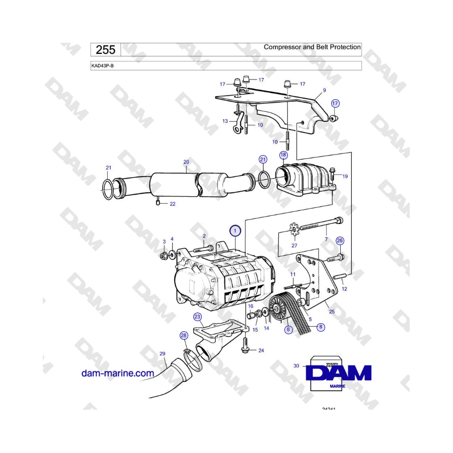 Volvo Penta KAD43P-B - Compressor and Belt Protection 