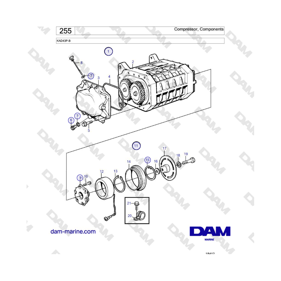 Volvo Penta KAD43P-B - Compressor, Components