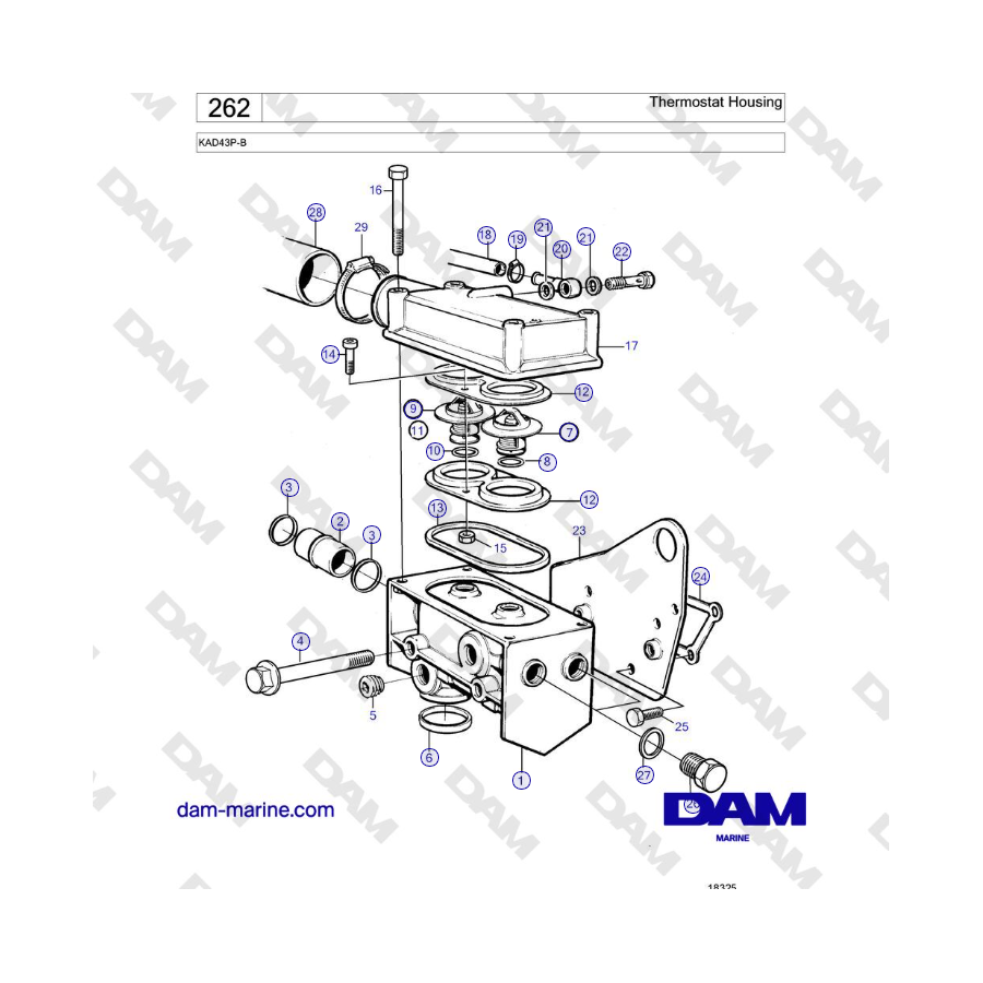 Volvo Penta KAD43P-B - Thermostat Housing