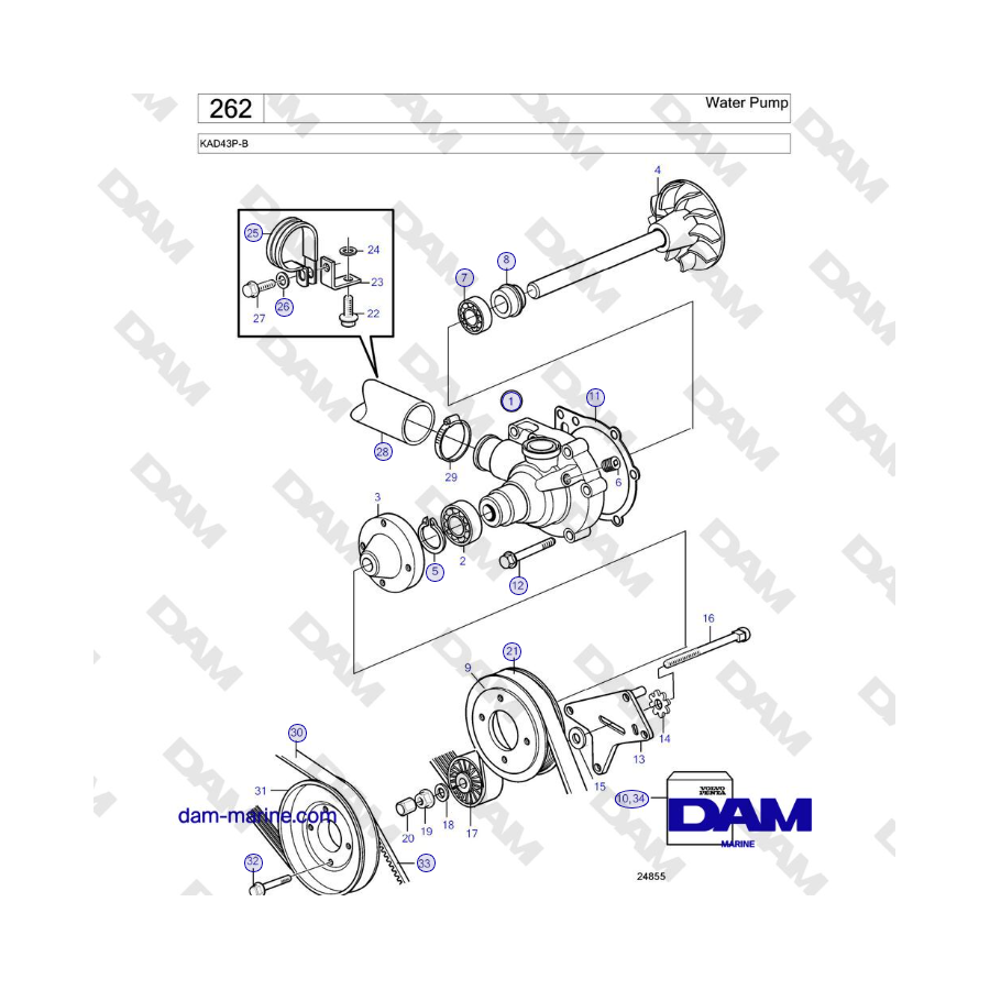 Volvo Penta KAD43P-B - Water Pump