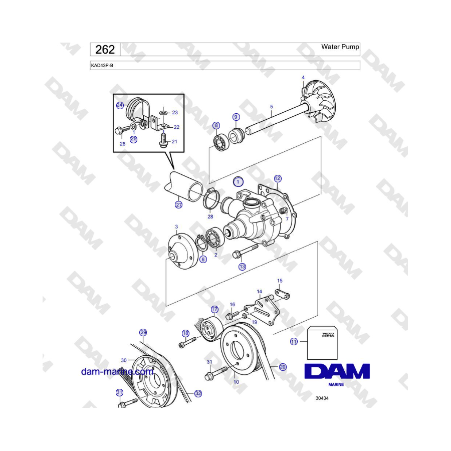 Volvo Penta KAD43P-B - Water Pump