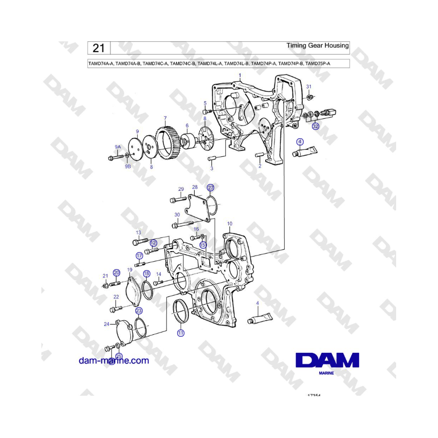 Volvo Penta TAMD74 - Scatola di distribuzione 