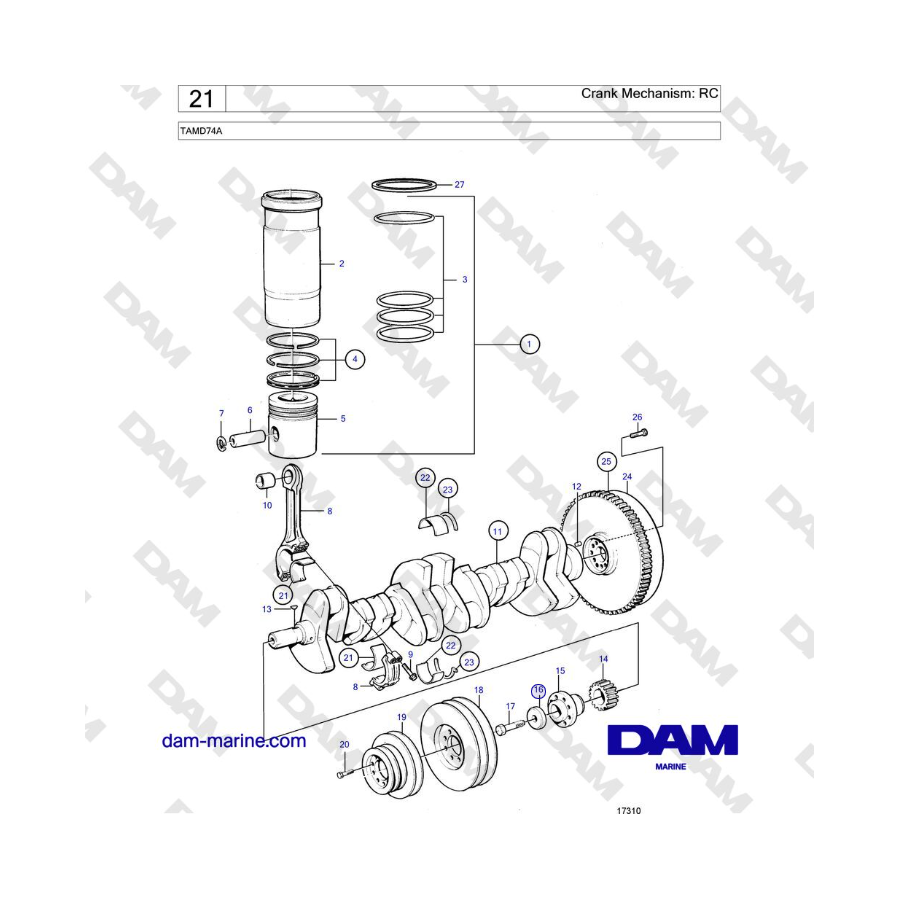 Volvo Penta TAMD74 - Crank Mechanism: RC