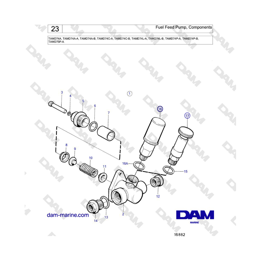 Volvo Penta TAMD74 - Fuel Feed Pump, Components 