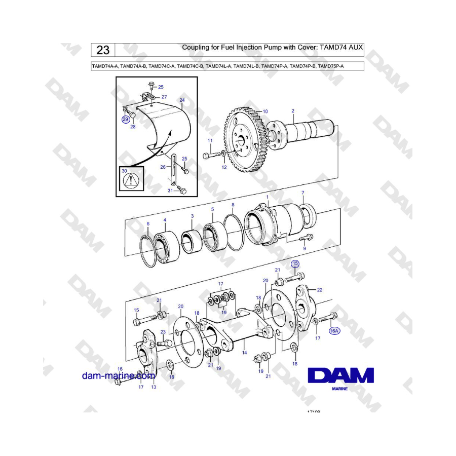 Volvo Penta TAMD74 - Coupling for Fuel Injection Pump with Cover